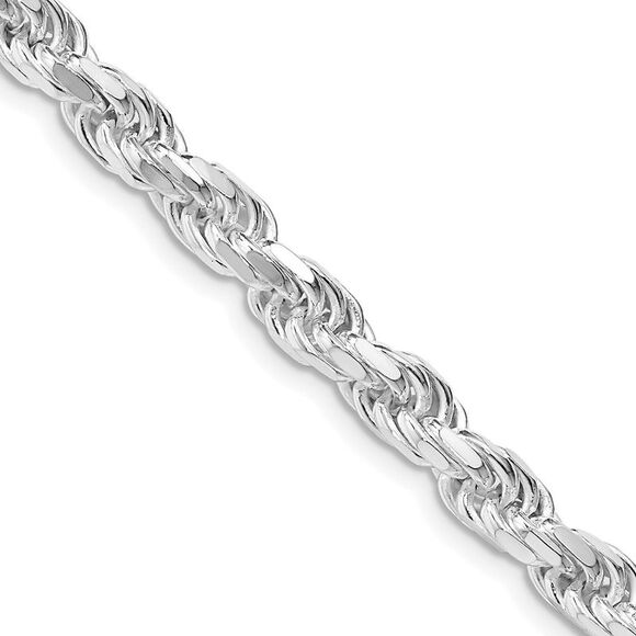 Kazi Luxury Sterling Silver Rhodium-plated Diamond-cut Rope Chain
